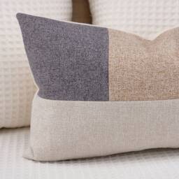 Modern Color Block Lumbar Pillow Cover, Tan, Gray, Beige, Charcoal - thumbnail 3