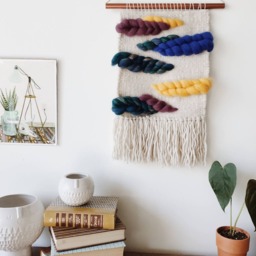 Multi-Colored Wool Puff Woven Wall Hanging, Large Weaving, Statement Art, Yarn Tapestry, Weaving - thumbnail 4