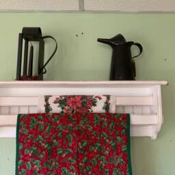 Quilt Rack With Shelf Distressed Wood Hanger, Blanket Display - thumbnail 3
