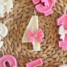 Birthday Cake Numbers - Ribbon Decor 1-9 Number Candles Handmade Soy Wax - thumbnail 2