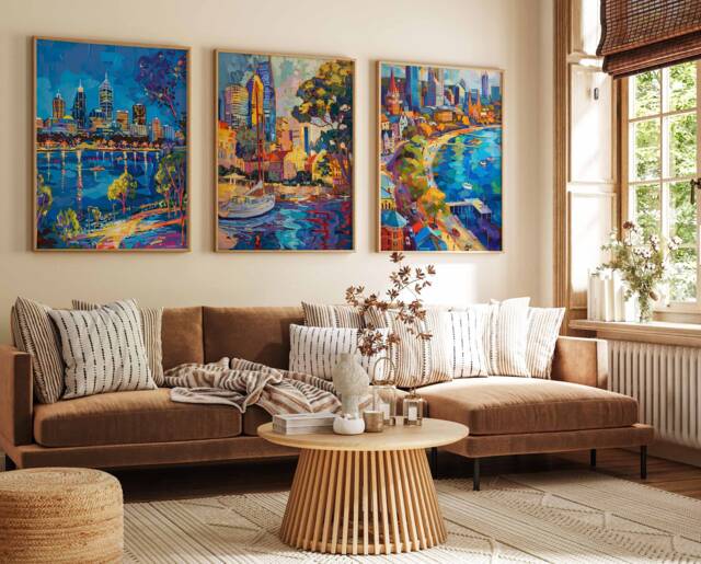 Set Of 3 Perth Poster Set, Australian Travel Prints, Australia Art, Decor, Oceania Melbourne Wall Art - image 1