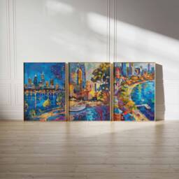 Set Of 3 Perth Poster Set, Australian Travel Prints, Australia Art, Decor, Oceania Melbourne Wall Art - thumbnail 2