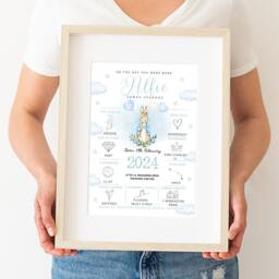 Peter Rabbit On The Day You Were Born Personalised Baby Keepsake Print - Newborn Boy Gift Custom Birth Details New Mum - thumbnail 3