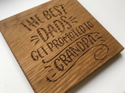 Promoted To Grandpa Engraved Oak Coaster, Pregnancy Announcement Gift - thumbnail 1