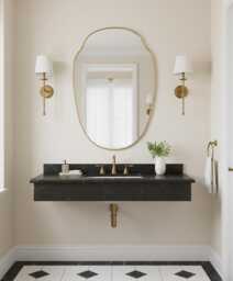 Asymmetrical Oval Brass Mirror - Modern Bathroom Wall Mirror, Organic Mirrors