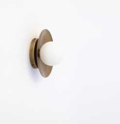 Brass Wall Sconce, Flush Mount Ceiling Light With Glass Shade, Ppq-4