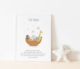 Baptism Poster Noah's Ark, Baptism Poster, For Baptism, Gift Godchild, Personalized, Decoration Boys - thumbnail 1