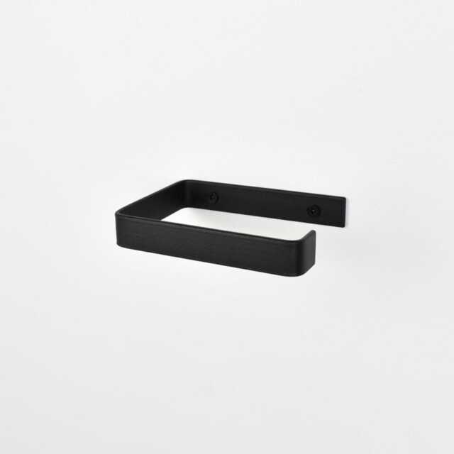 Black Steel Toilet Roll Holder - Minimalist Industrial Bathroom Hardware - image 1