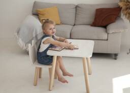 Montessori Kids Table, Toddler Black Furniture, Waldorf Preschool Wooden Desk, Room Minimalist Gift From Grandparents