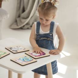Montessori Kids Table, Toddler Black Furniture, Waldorf Preschool Wooden Desk, Room Minimalist Gift From Grandparents - thumbnail 2