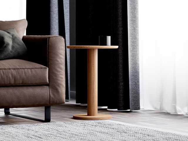 Solid Oak Round End Table Modern Minimalist Side Table - image 1
