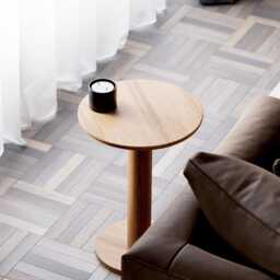 Solid Oak Round End Table Modern Minimalist Side Table - thumbnail 3