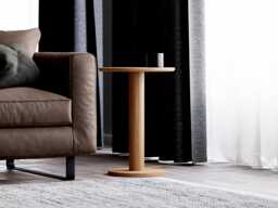 Solid Oak Round End Table Modern Minimalist Side Table - thumbnail 1