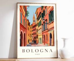 Bologna Italy Travel Poster Vibrant Italian City Art - thumbnail 1