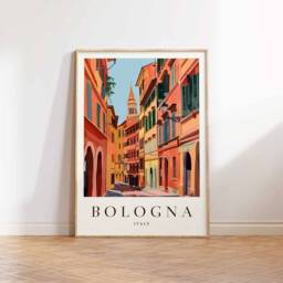 Bologna Italy Travel Poster Vibrant Italian City Art - thumbnail 3