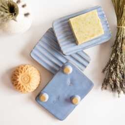 Ceramic Soap Dish Handmade Kitchen Gift For Her Bathroom Decor Stoneware Bar Holder Accessories Tray - thumbnail 3