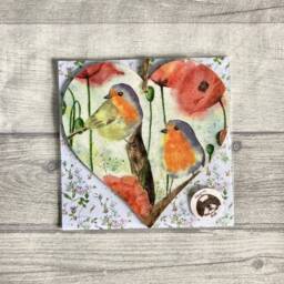 Robin Decoration, Wooden Poppy Ornament, Garden Bird Wall Decor, Gifts For Valentines Day - thumbnail 2
