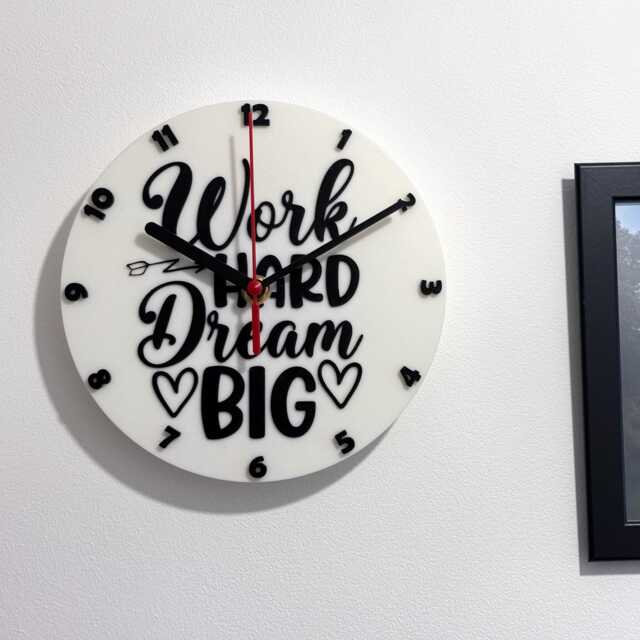 Work Hard Dream Big Sayings Quote Clock Wall Mounted Colourful - image 1