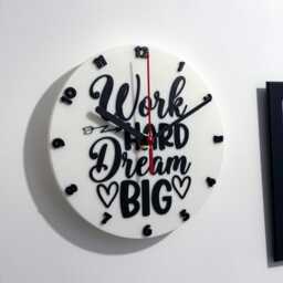 Work Hard Dream Big Sayings Quote Clock Wall Mounted Colourful - thumbnail 2