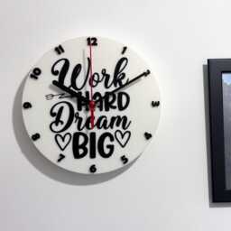 Work Hard Dream Big Sayings Quote Clock Wall Mounted Colourful - thumbnail 1
