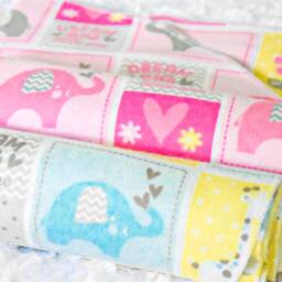 Dream Big Patchwork Elephant Soft Cotton Flannel Baby Swaddle Blanket - thumbnail 2