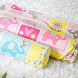 Dream Big Patchwork Elephant Soft Cotton Flannel Baby Swaddle Blanket - thumbnail 1