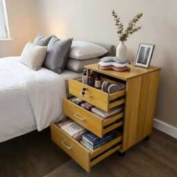 Modern Wooden Bedside Table Nightstand 3 Drawer Storage Side Bedroom Decor Furniture - thumbnail 2