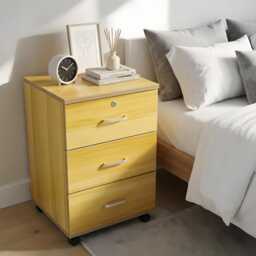 Modern Wooden Bedside Table Nightstand 3 Drawer Storage Side Bedroom Decor Furniture - thumbnail 1