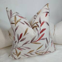 Langley John Lewis & Partners Rosehip/Lilac Embroidered Leaf Trail Cushion Cover/ Throw Cover - thumbnail 2