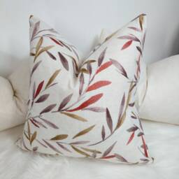 Langley John Lewis & Partners Rosehip/Lilac Embroidered Leaf Trail Cushion Cover/ Throw Cover - thumbnail 3