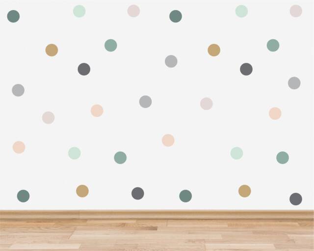 Neutral Earth Tone Polka Dot Wall Stickers Boho Nursery Decor - image 1