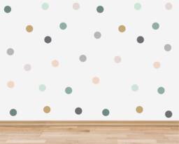 Neutral Earth Tone Polka Dot Wall Stickers Boho Nursery Decor - thumbnail 1