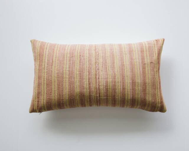 Woven Terracotta Striped Lumbar Pillow Cover 12 X 20, Decorative Cover, Minimal Home Decor, Yellow Pillow, Girls Room - image 1