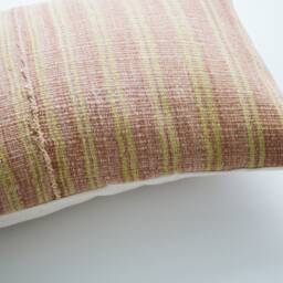 Woven Terracotta Striped Lumbar Pillow Cover 12 X 20, Decorative Cover, Minimal Home Decor, Yellow Pillow, Girls Room - thumbnail 2