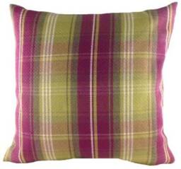 Luxury Wool Style Tartan Check Cushion Cover Heather Purple Lilac Green Natural Stripe Cover, Poly Or Feather Inner Pad - thumbnail 1