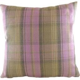 Luxury Wool Style Tartan Check Cushion Cover Heather Purple Lilac Green Natural Stripe Cover, Poly Or Feather Inner Pad - thumbnail 2