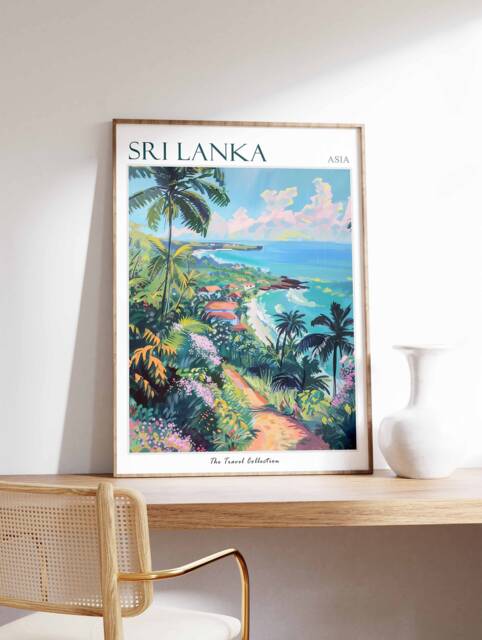 Sri Lanka Travel Poster Tropical Beach, Asian Wall Art - image 1