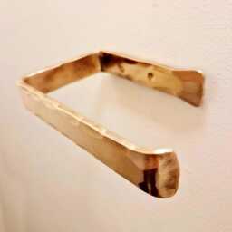 Hand Forged Copper Toilet Roll Holder - Brushed Finish~Bathroom Loo Roll~ Antique Bronze Artizan Made - thumbnail 2