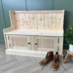 Monks Hallway Bench With Shoe Storage, Solid Wood 4Ft Seating Shaker Doors - thumbnail 2