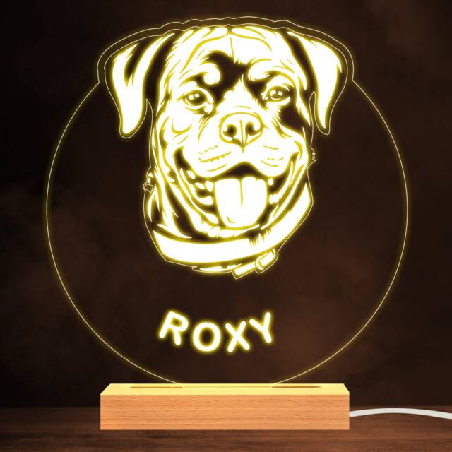 Rottweiler Dog Pet Silhouette Warm White Lamp Personalised Gift Night Light - Bedroom - image 1