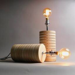 Minimalist Scandinavian Table Lamp - Handmade Wood Lighting With Plywood Base Modern Bedside Or Desk For Home Decor & Living Room - thumbnail 3