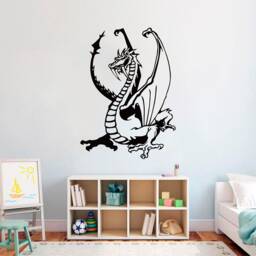 Dragon Dinosaur Sticker, Vinyl Wall Art Sticker, Transfer, Mural, Stencil, Easy To Apply, Instructions Included, Matt Finish
