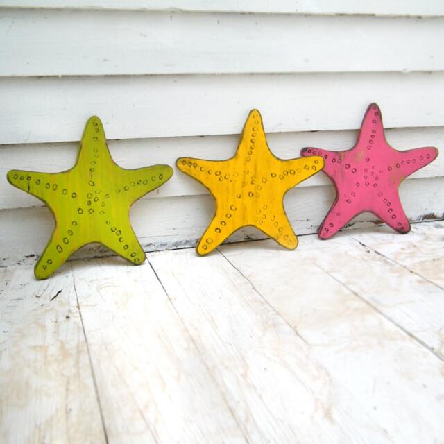 Wooden Knobby Starfish Beach Decor Nautical Wall Destin House - image 1