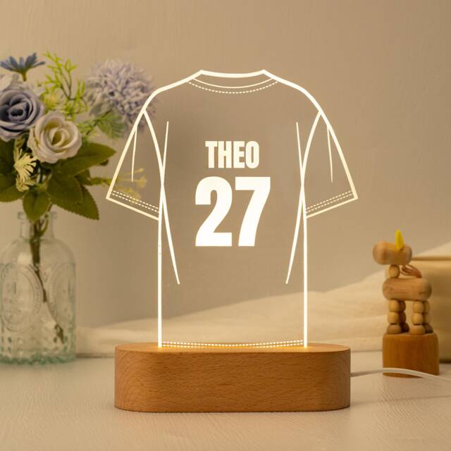 Personalised Football Shirt Night Light, Boys Room Nursery Light, Boy Gift, Baby Girl Gift, Childs Light, Birthday Gifts For Kids, Football Gift - image 1
