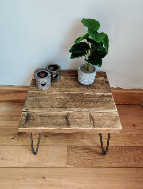 Rustic Side Table, With Steel Hairpin Legs - 45 X 45cm - image 1