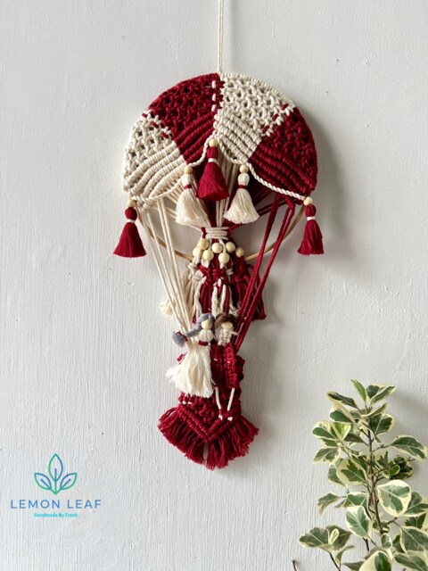 Macrame Hot Air Balloon For Bedroom Decoration, Custom Macrame Balloon, Baby Gift, Gift Friend, Nursery Decoration - image 1