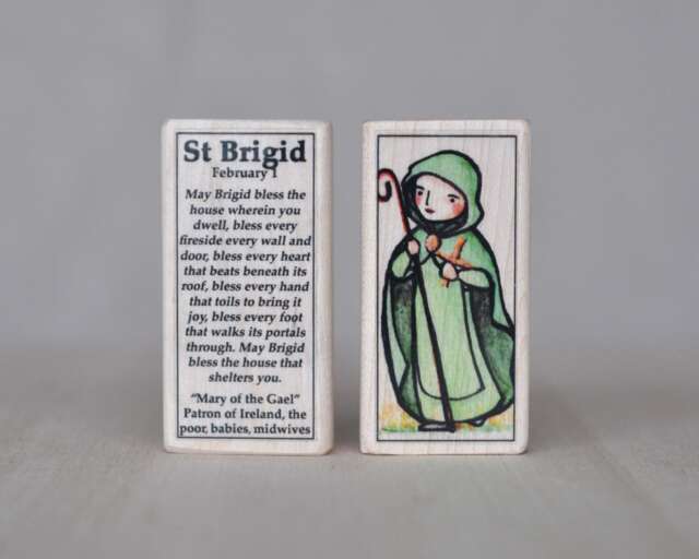 st Brigid Of Ireland Patron Saint Block With Gift Bag // Babies & Midwives Catholic Toys By Almondrod - image 1