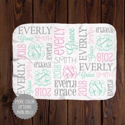 Personalized Name Blanket - Girl Baby Minky Or Swaddle - thumbnail 1