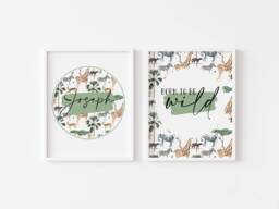 Personalised Safari Animal Name Print, Jungle Nursery Decor - thumbnail 1
