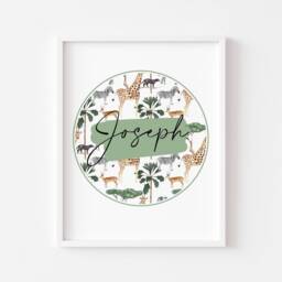 Personalised Safari Animal Name Print, Jungle Nursery Decor - thumbnail 2